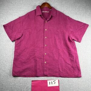 Caribbean Tropical Beach Shirt XL Purple Pocket Button Up Short Sleeve Mens